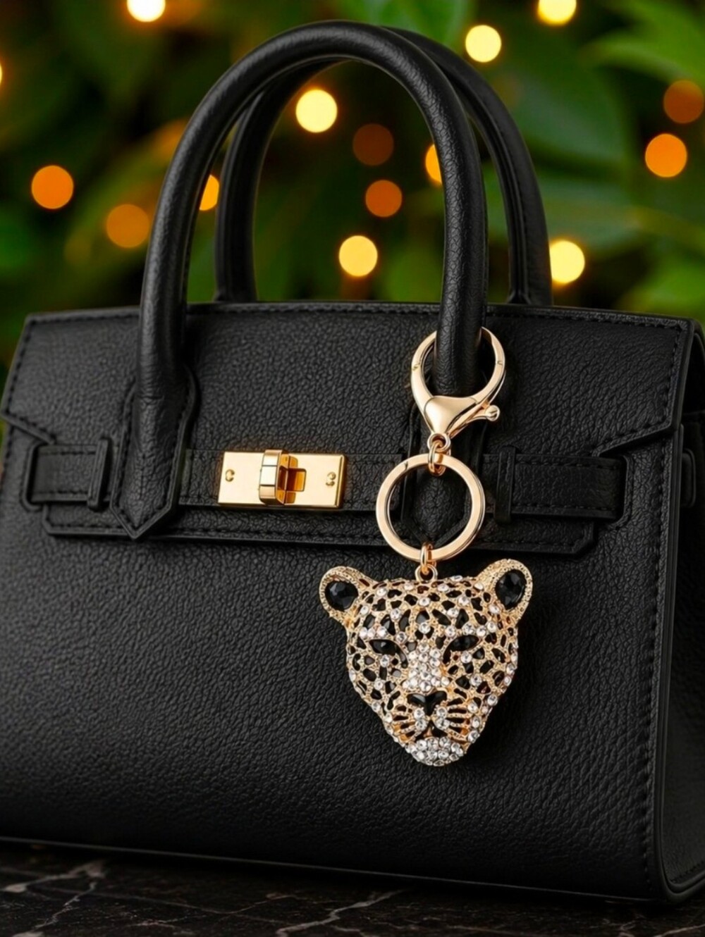 Gold Leopard Charm Keychain - Picture 4 of 4